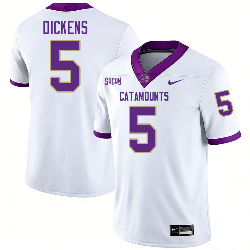 Western Carolina Catamounts #5 Taron Dickens College Football Jerseys,Uniforms-White